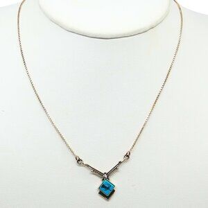 Natural Turquoise Geometric Sterling Silver Necklace